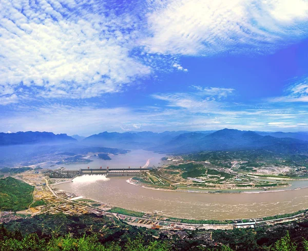 Landschap Van Drie Gorges Dam Yangtze Rivier Yichang Provincie Hubei — Stockfoto