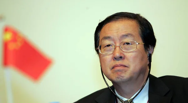 Zhou Xiaochuan Kínai Népköztársaság Népi Bankjának Pboc Elnöke Kínai Központi — Stock Fotó
