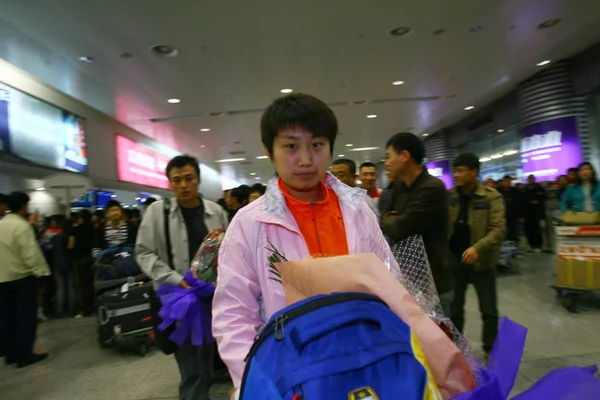 Chinas Національний Настільний Теніс Команда Прибула Аеропорт Changchun Травня 2008 — стокове фото