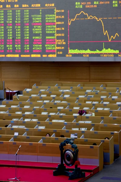 View Screen Showing Curve China Stock Index Stock Prices Red — Stock Photo, Image