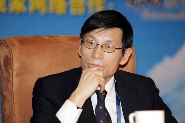 2009年12月22日 中国国际资本股份有限公司总裁 中国前总理朱镕基的儿子朱云来出席在中国北京举行的2009年中国金融论坛上 — 图库照片