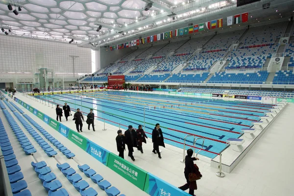 Interiör National Aquatics Center Känd Som Water Cube Platser Peking — Stockfoto