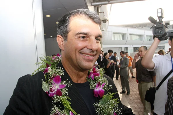 Juan Laporta Presidente Del Barcelona Llega Aeropuerto Internacional Pekín Capital — Foto de Stock