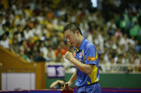 Chinas Lin Competes Wang Hao Unseen Final Mens Single 2007 — Stock Photo, Image