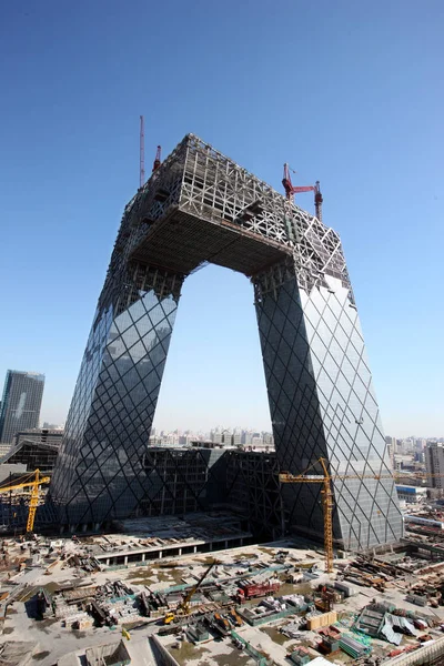 Veduta Della Nuova Torre Cctv Costruzione Pechino Marzo 2008 — Foto Stock