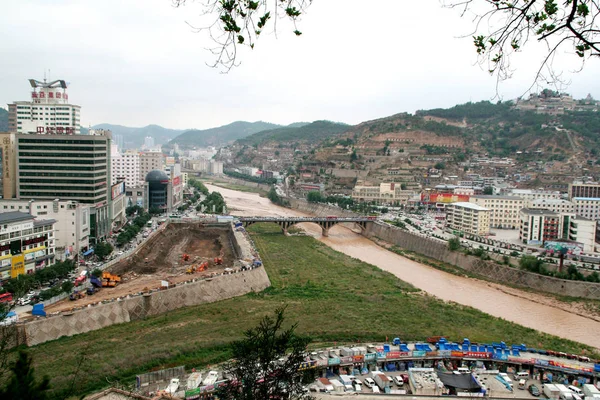 Cityscape Yanan Città Nord Ovest Della Provincia Cinese Dello Shaanxi — Foto Stock