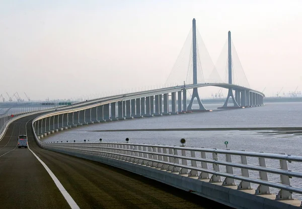 View Shanghai Yangtze River Bridge Part Shanghai Yangtze River Tunnel — Stock Photo, Image