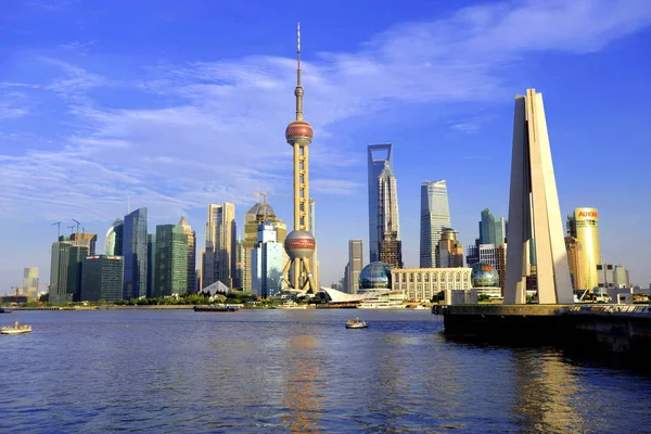 Panorama Utsikt Över Lujiazui Financial District Med Oriental Pearl Tower — Stockfoto