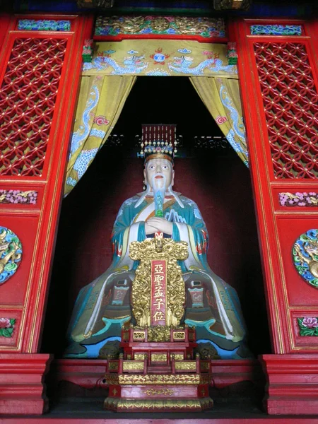 Vista Uma Estátua Mengzi Templo Mengzi Templo Mencius Zoucheng Leste — Fotografia de Stock