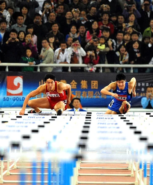 Liu Xiang Shanghai Vänster Och Shi Dongpeng Hebei Rätt Tävla — Stockfoto