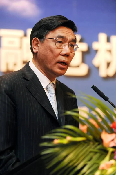 Jiang Jianqing Presidente Del Banco Industrial Comercial China Icbc Habla — Foto de Stock