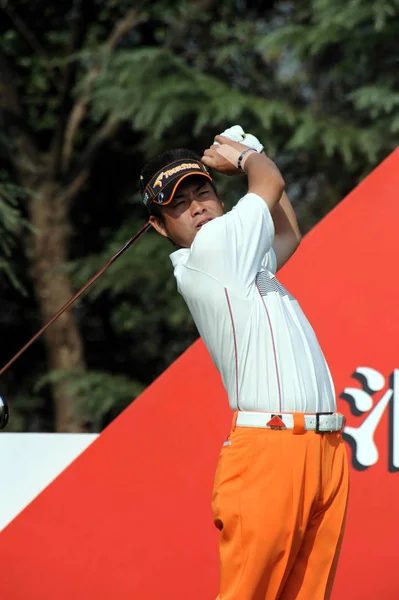 Yuta Ikeda Japon Élance Lors Première Manche Tournoi Golf Hsbc — Photo