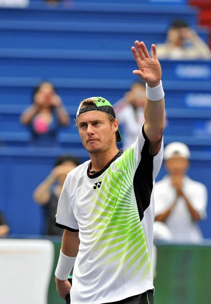 Lleyton Hewitt Australia Greets Audiences Defeating John Isner First 2009 — Stock Photo, Image