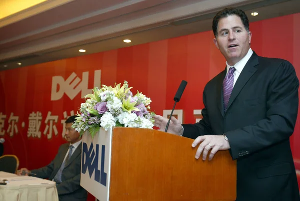 Michael Dell Diretor Executivo Dell Fala Uma Conferência Imprensa Lançamento — Fotografia de Stock