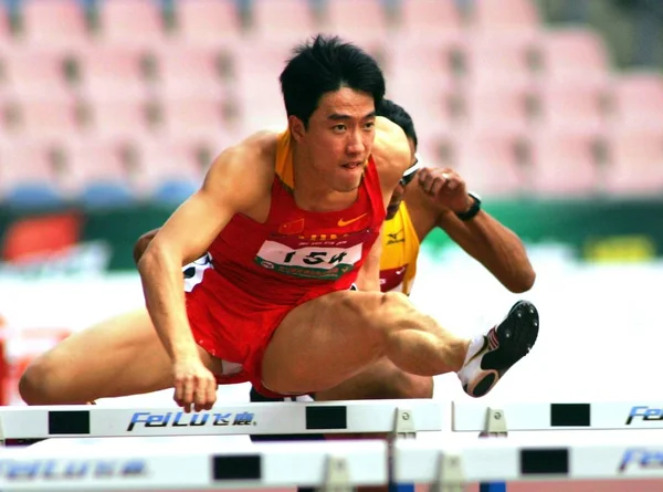 Kinesiska Häcklöpare Liu Xiang Tävlar Mens 110M Häckarna Runda Lopp — Stockfoto