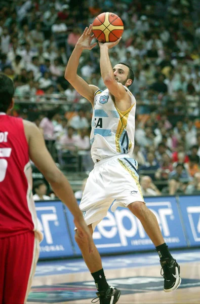 Argentinas Emanuel Ginobili Manu Ginobili Dispara Contra Irã Durante Uma — Fotografia de Stock