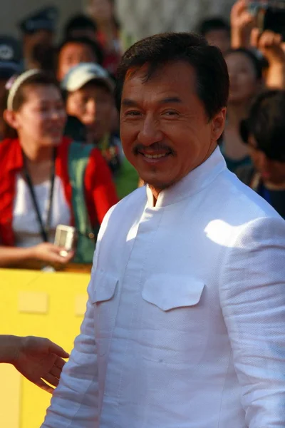 Jackie Chan Estrella Del Kungfu Hollywood Posa Alfombra Roja Antes —  Fotos de Stock