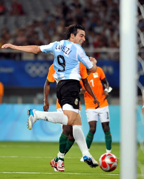 Argentinas Ezequiel Lavezzi Tire Contre Côte Ivoire Lors Match Football — Photo