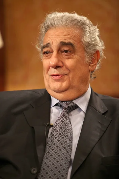 Spanish Tenor Placido Domingo Seen Program Shanghai China Sunday September — Stock Photo, Image