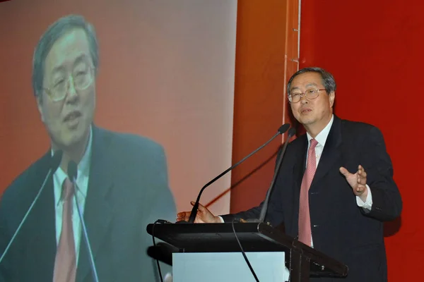 Zhou Xiaochuan Gouverneur Van Peoples Bank China Pboc Spreekt Tijdens — Stockfoto