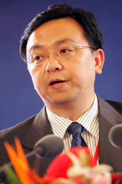 Wang Chuanfu Elnök Elnöke Byd Company Limited Látható Során Confefence — Stock Fotó