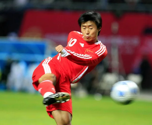 Chinas Jiang Ning Tire Contre Sénégal Lors Match Football Amical — Photo