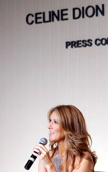 Canadian Singer Celine Dion Press Conference Production Talk Show Olympic — Stock Photo, Image