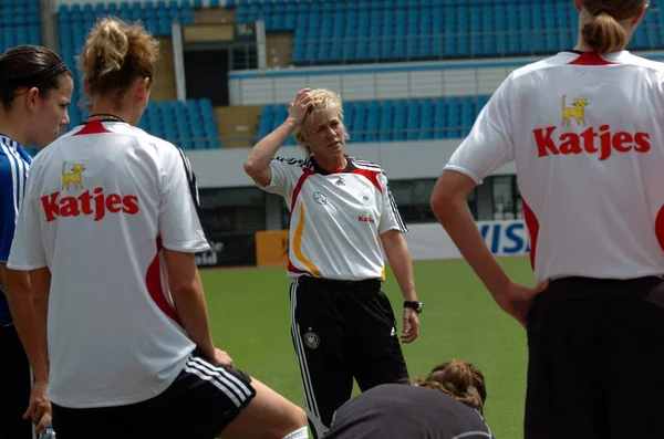 Entrenadora Principal Silvia Neid Centro Jugadoras Selección Alemana Fútbol Femenino — Foto de Stock