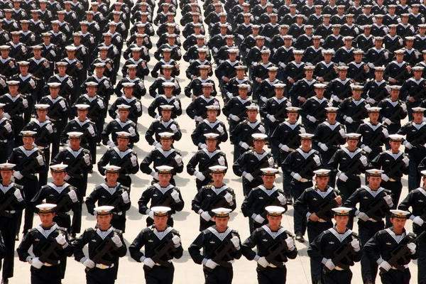 Soldados Marinha Chinesa Pla Exército Libertação Dos Povos Exercitam Durante — Fotografia de Stock