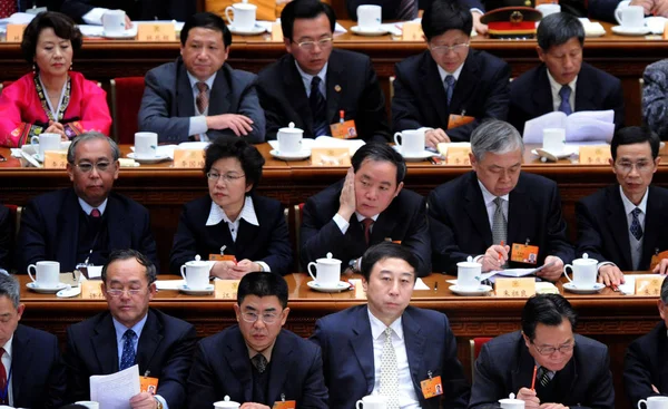 Tekintettel Kínai Képviselők Első Ülésszakán Nemzeti Bizottság Kínai Népek Politikai — Stock Fotó