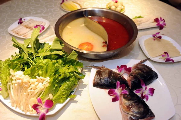 Fűszeres Hot Spot Látható Egy Étteremben Xiamen Város Délkelet Chinas — Stock Fotó