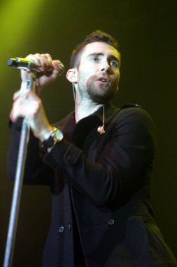 Lead singer Adam Levine of American rock band Maroon 5 performs during a concert of the bands world tour in Shanghai 22 March 2008.