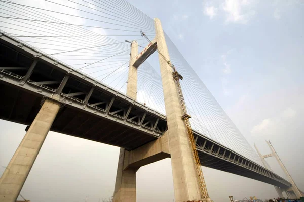 Θέα Στη Γέφυρα Minpu Στη Σαγκάη Κίνα Δεκεμβρίου 2009 — Φωτογραφία Αρχείου