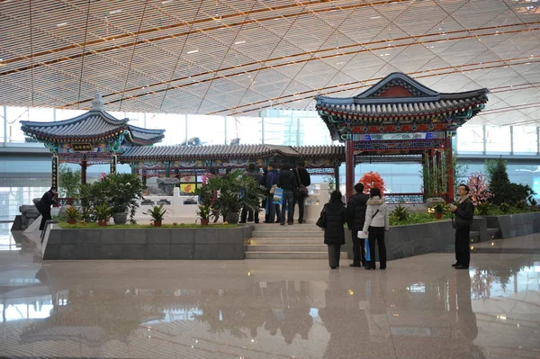 北京首都国際空港第3ターミナルの内部 2008年1月29日 — ストック写真