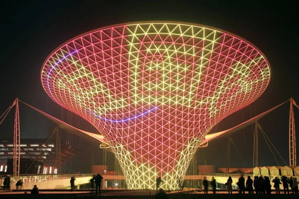 Şangay Expo Sitesinde Expo Ekseni Güneş Vadisi Gece Görünümü Çin — Stok fotoğraf
