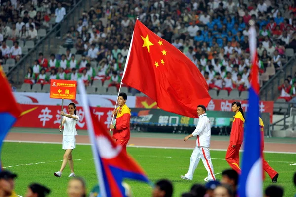 Kinesiska Delegater Parad Invigningen Den Asian Friidrott Championships Guangzhou City — Stockfoto