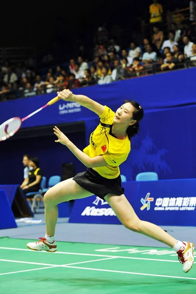 Chinas Lan Competes Chinas Zhu Lin First Womens Singles 2009 — 图库照片