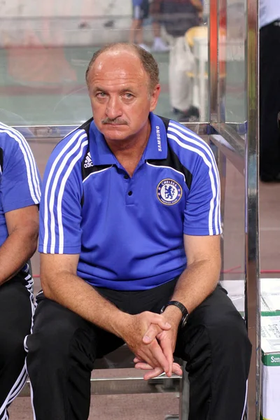 Luiz Felipe Scolari Head Coach Chelsea Football Club Watches His — Stock Photo, Image