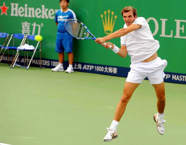 Julien Benneteau Francia Compite Contra Ivan Ljubicic Croacia Primera Ronda —  Fotos de Stock