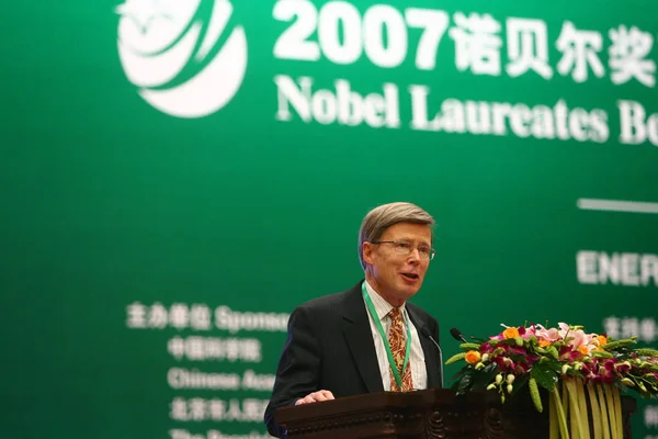 Kurt Lambeck President Australian Academy Science Speaks Nobel Laureates Beijing — Stock Photo, Image