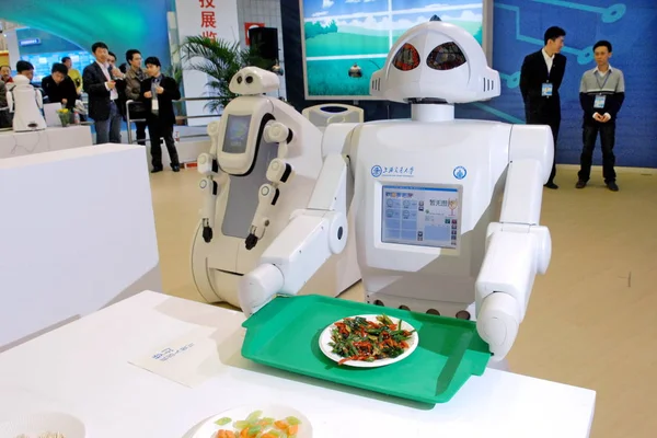 Inteligentní Roboti Jsou Viděni Výstavě Čínském Mezinárodním Oborovém Veletrhu 2009 — Stock fotografie