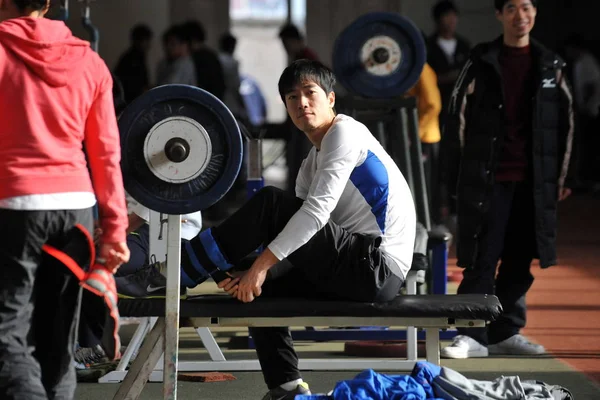 Chinees Sterren Hordeloper Die Liu Xiang Gezien Tijdens Een Training — Stockfoto