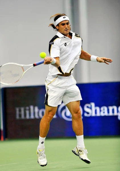 2009 日中国 上海市に 2009 年上海 Atp マスターズ 1000 年テニス トーナメントの最初のラウンドでフランスのリシャールガスケ戦競合してスペインのダビド — ストック写真