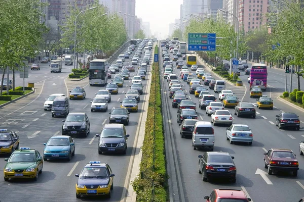 Changan Avenue Pekingu Číně Září 2009 Vidět Masy Aut — Stock fotografie