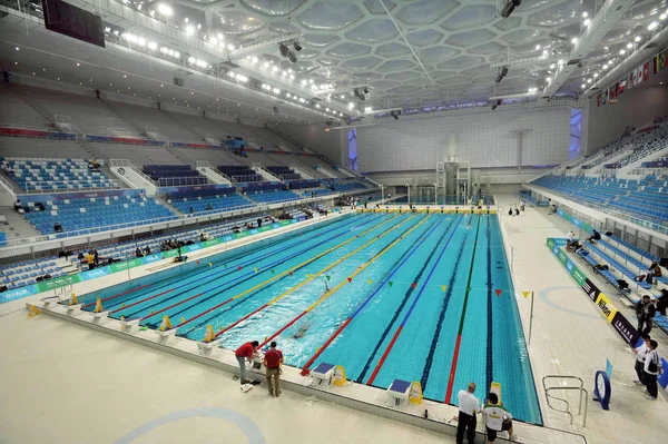 Interiören National Aquatics Center Känd Som Water Cube Platser För — Stockfoto