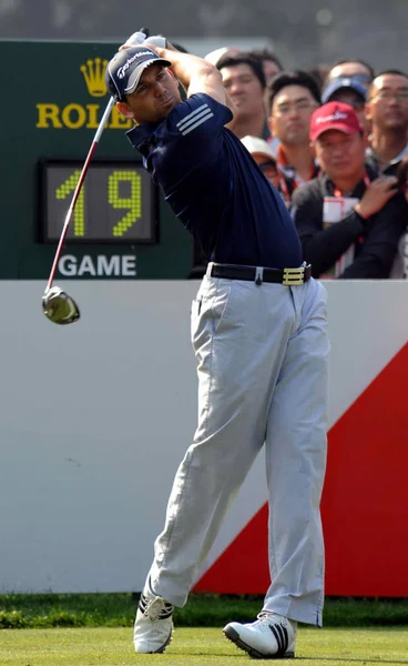 Sergio Garcia Espanha Desiste Durante Primeira Rodada Torneio Golfe Hsbc — Fotografia de Stock