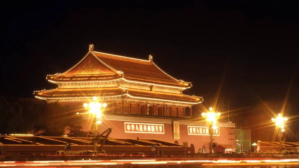 Vue Nuit Tiananmen Rostrum Pékin Chine Jeudi Août 2009 — Photo