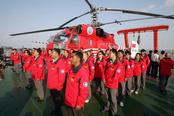 Miembros Del 26º Equipo Exploración Antártica Chinas Posan Cerca Del — Foto de Stock