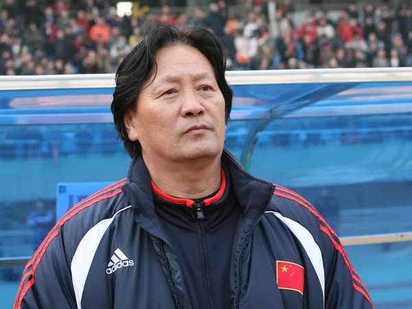 Zhu Guanghu Kepala Cocah Tim Nasional Sepak Bola China Selama — Stok Foto
