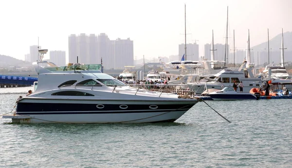 Yachts São Vistos Exposição Durante 2009 China Xiamen International Boat — Fotografia de Stock